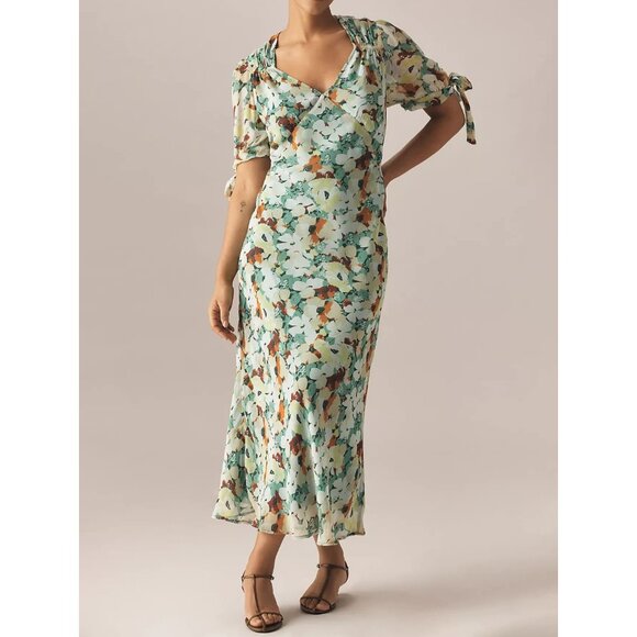 By Anthropologie Short-Sleeve V-Neck Slip Midi Dress 3X - Picture 1 of 4